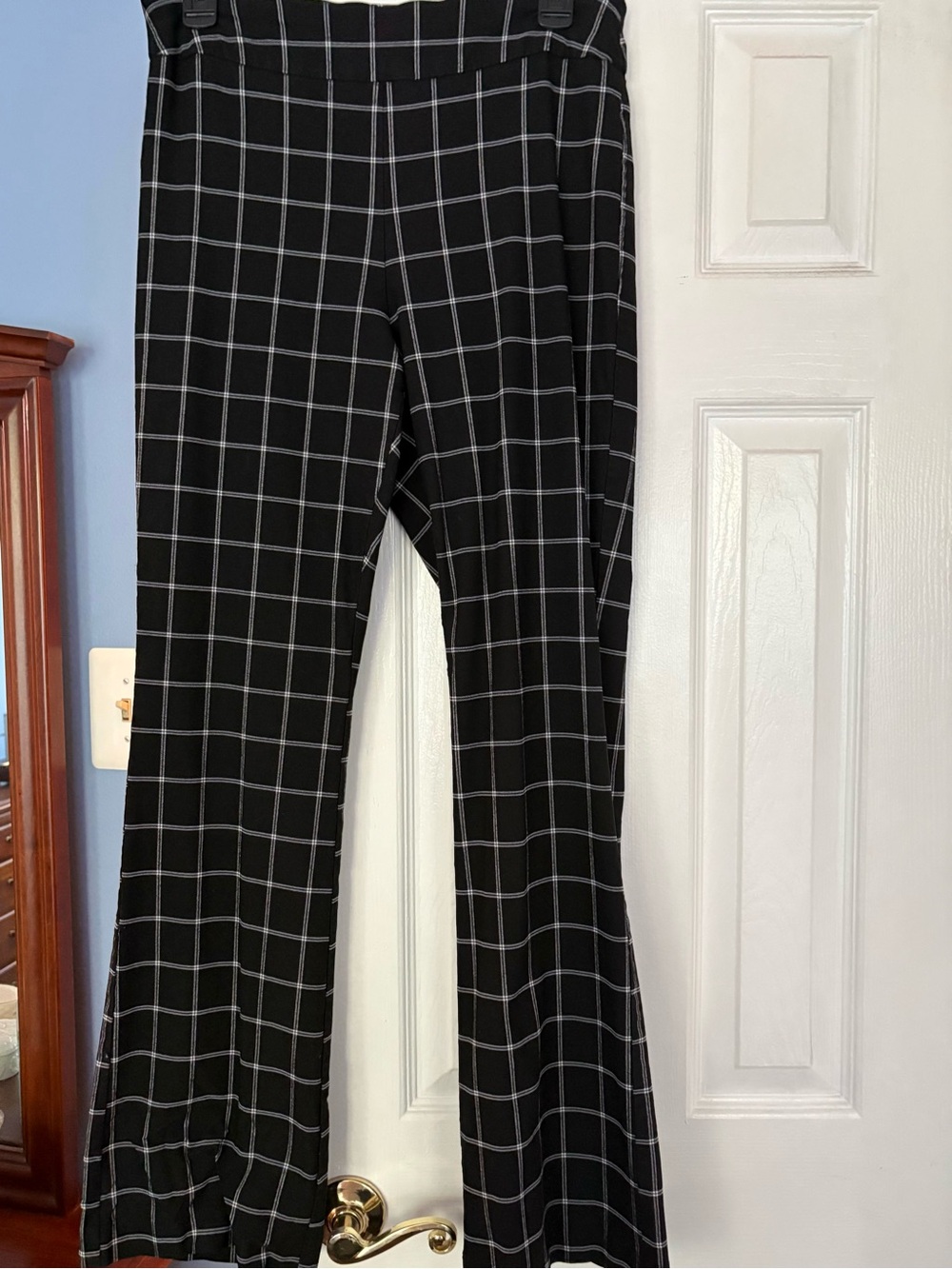 INC International Concepts Black Windowpane Wide-Leg Pants